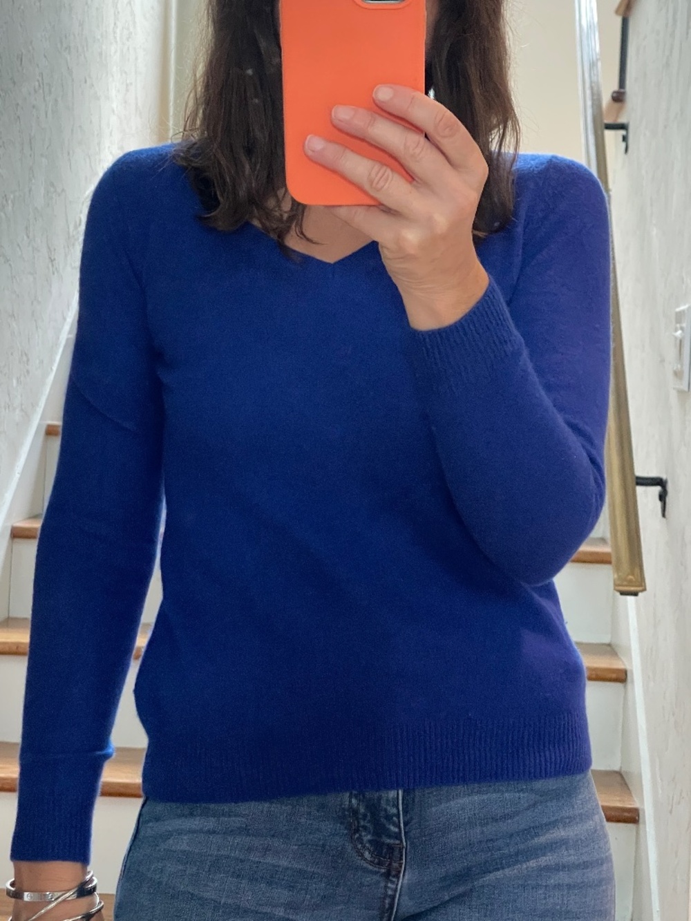 Ann Taylor royal blue V neck cashmere sweater SP - XS